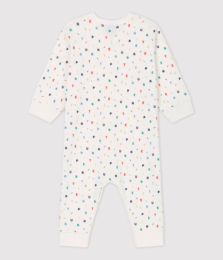 Dors-bien b&eacute;b&eacute; imprim&eacute; lettres multicolores en coton biologique blanc MARSHMALLOW/blanc MULTICO