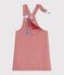 Robe salopette enfant en coton &agrave; rayures rose/rose