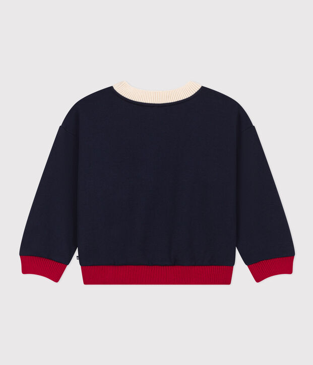 Sweatshirt imprim&eacute; en molleton enfant fille / gar&ccedil;on bleu marine