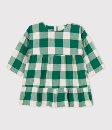 PETIT BATEAU - Robe manches longues bébé à carreaux en flanelle