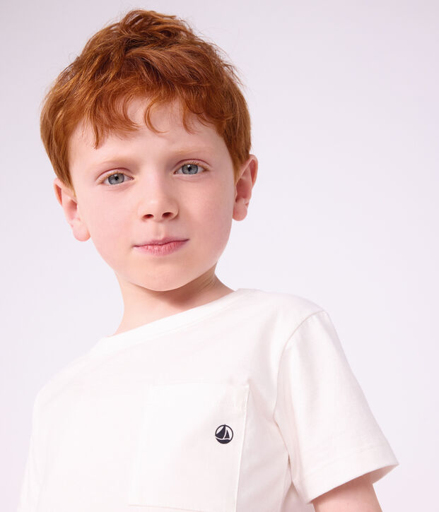 Tee-shirt manches courtes enfant gar&ccedil;on blanc