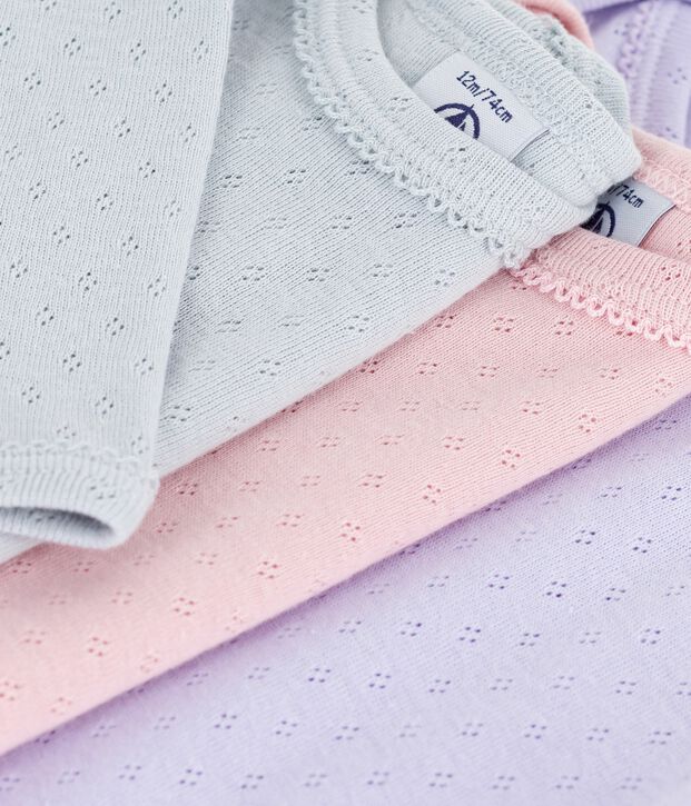 Lot de bodies manches longues en coton ajour&eacute; b&eacute;b&eacute; multicouleur