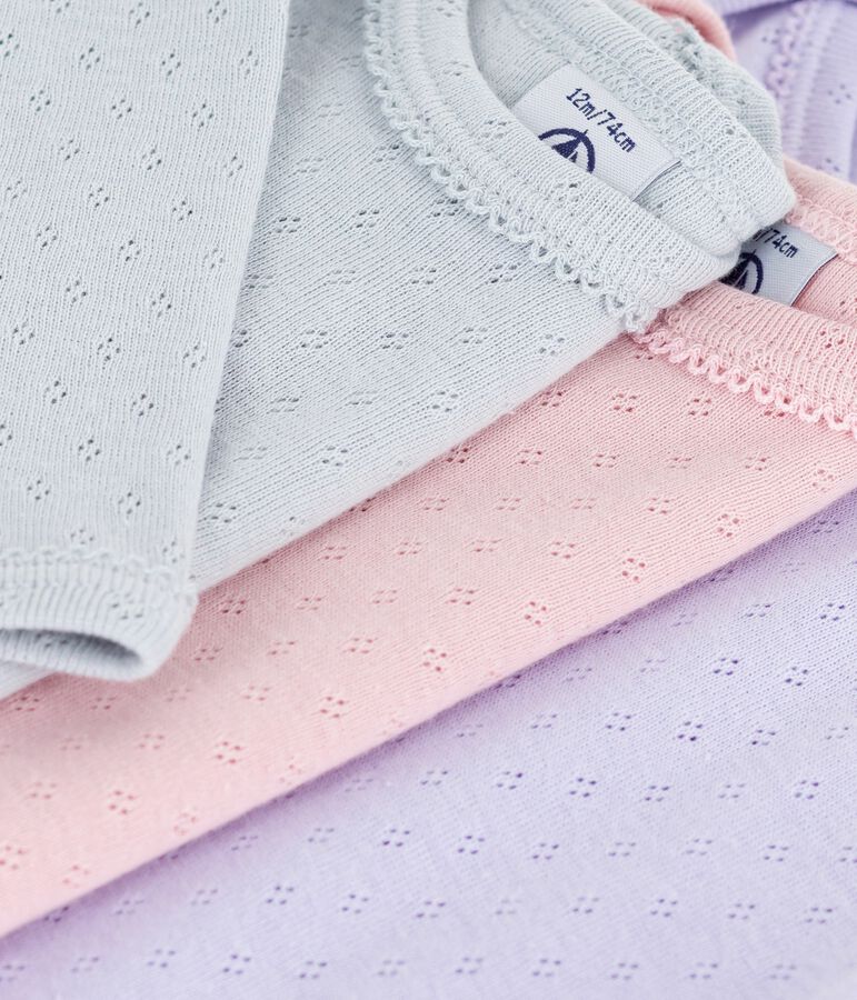 Lot de bodies manches longues en coton ajour&eacute; b&eacute;b&eacute; variante 1