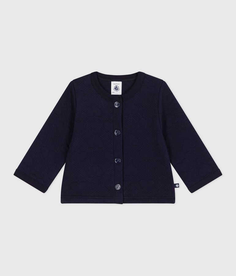 Cardigan b&eacute;b&eacute; en coton &eacute;pais, motifs c&oelig;urs bleu SOIR