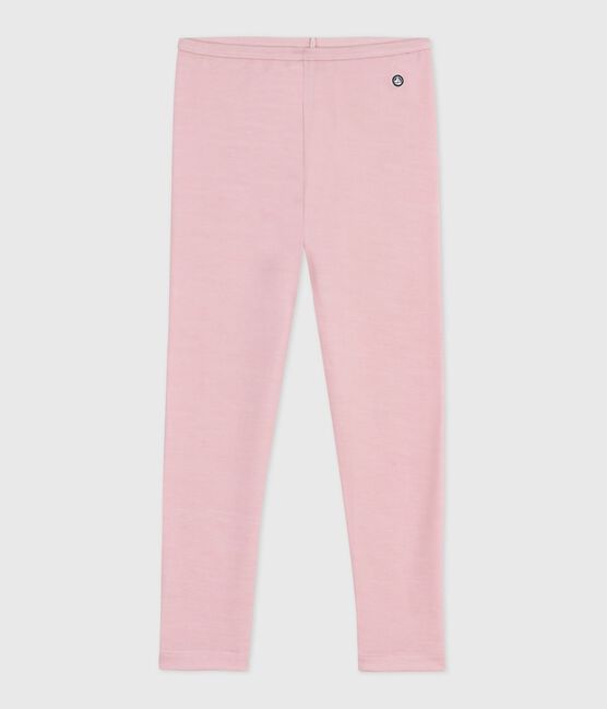 Legging enfant en laine et coton uni rose JOLI