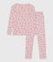 Pyjama enfant en coton jambes très ajustées imprimé fleurs rose JOLI/blanc MULTICO