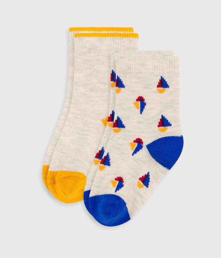 2 paires de chaussettes b&eacute;b&eacute; en coton imprim&eacute; bateaux multicouleur