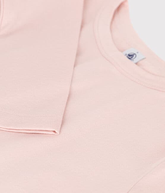 Tee-shirt L'ICONIQUE chaud col rond en coton Femme rose SALINE