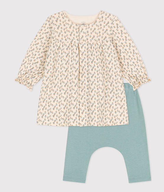Robe en tubique et legging bébé blanc AVALANCHE/ MULTICO