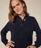 Pull col camionneur en coton femme bleu SMOKING