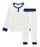 Pyjama petit garçon taille montante en molleton blanc MARSHMALLOW/blanc MULTICO