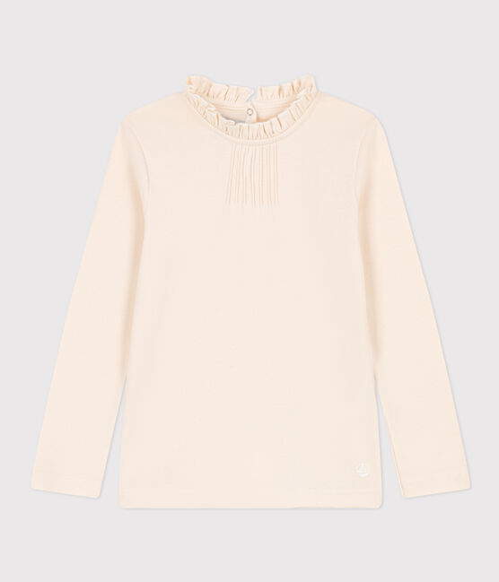 Tee-shirt manches longues en coton enfant fille écru AVALANCHE