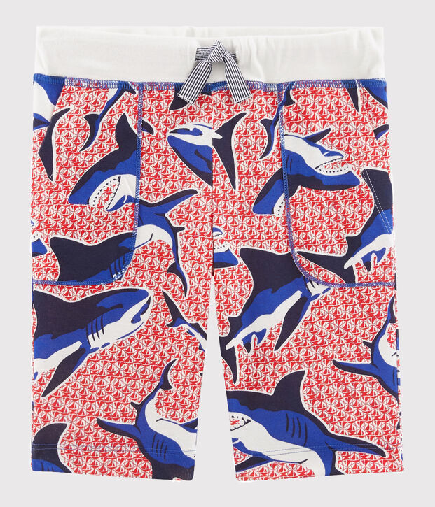 Bermuda enfant gar&ccedil;on blanc/multicouleur