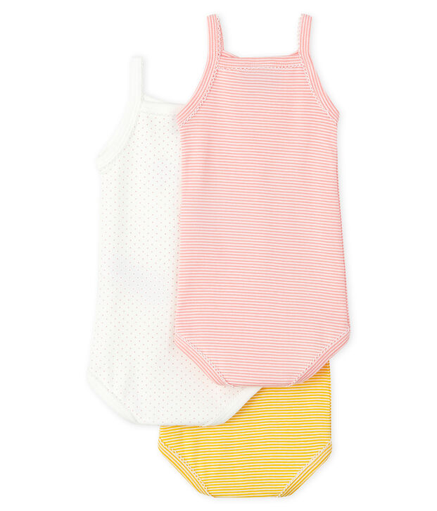Lot de 3 bodies &agrave; bretelles pastel b&eacute;b&eacute; fille multicouleur