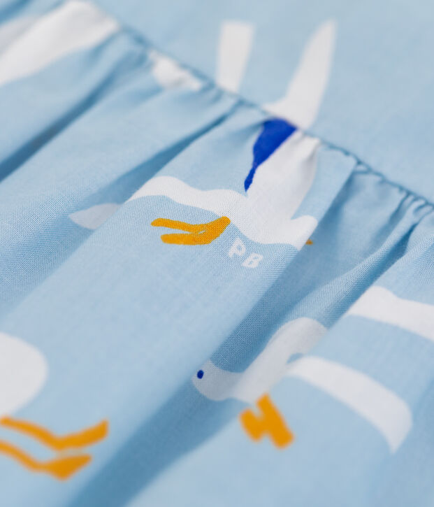 Blouse manches courtes en popeline b&eacute;b&eacute; fille bleu/multicouleur