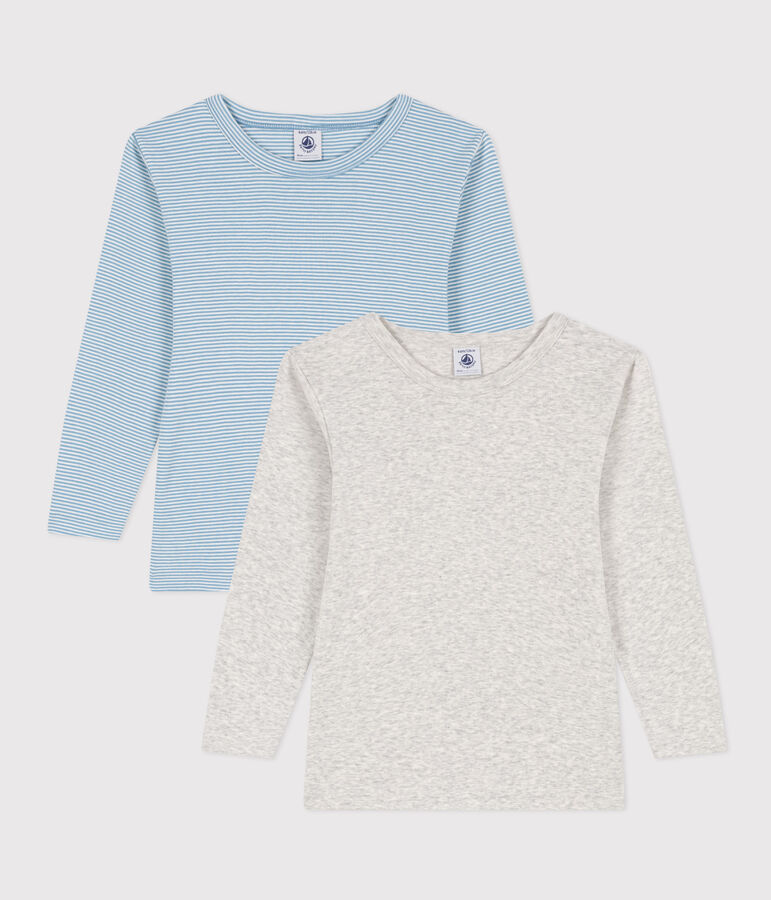 Lot de 2 tee shirts manches longues en coton petit gar&ccedil;on multicouleur