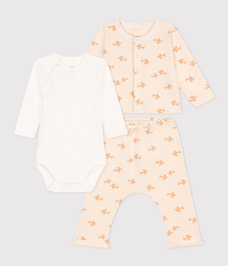 Ensemble en molleton imprim&eacute; b&eacute;b&eacute; &eacute;cru/beige