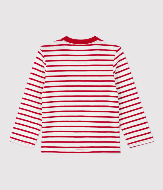 Tee-shirt rayé en coton bébé blanc MARSHMALLOW/rouge TERKUIT
