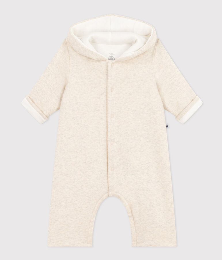 Combinaison longue ouatin&eacute;e &agrave; capuche en coton b&eacute;b&eacute; beige MONTELIMAR CHINE
