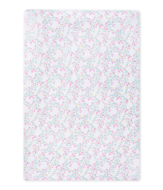 Drap housse bébé fille 120x60 blanc ECUME/blanc MULTICO