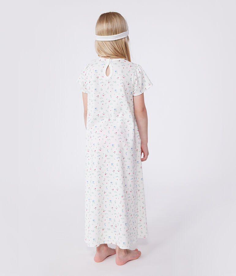 Chemise de nuit d&eacute;guisement et diad&egrave;me enfant en coton blanc MARSHMALLOW/blanc MULTICO