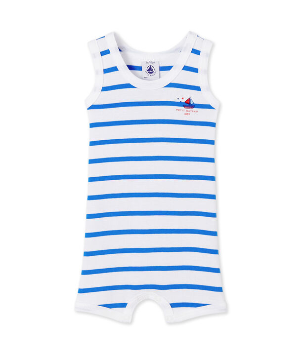 Combicourt b&eacute;b&eacute; gar&ccedil;on ray&eacute; blanc/bleu