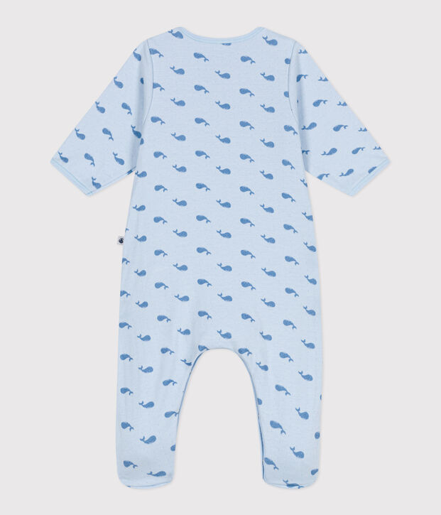 Bodyjama b&eacute;b&eacute; en tubique baleine bleu/bleu