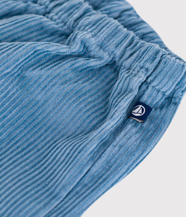 Pantalon b&eacute;b&eacute; en velours uni bleu