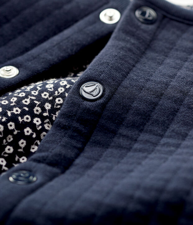 Cardigan en tubique matelass&eacute; b&eacute;b&eacute;. bleu marine