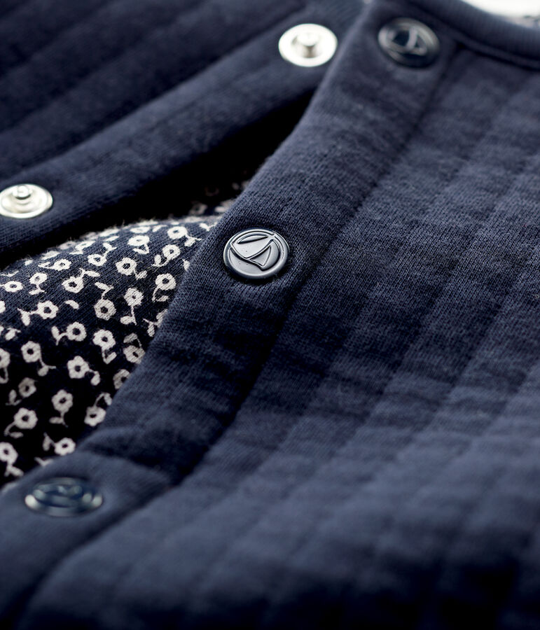 Cardigan en tubique matelass&eacute; b&eacute;b&eacute;. bleu