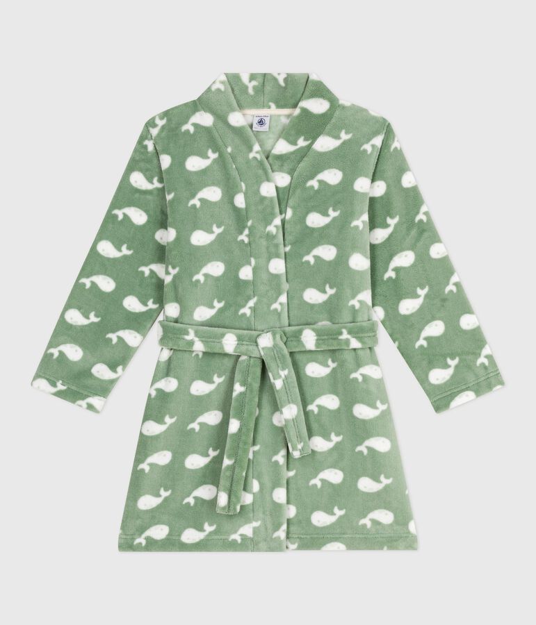 Robe de chambre enfant en polaire imprim&eacute; SAULE/ MARSHMALLOW