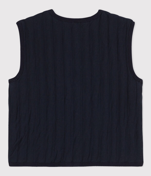 Cardigan sans manches moelleux Femme bleu marine