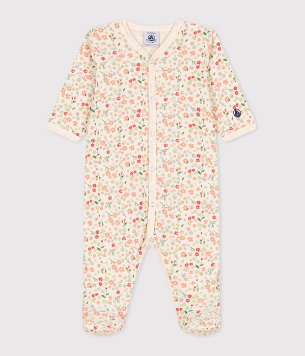 Pyjama b&eacute;b&eacute; en coton imprim&eacute; &eacute;cru/vert/multicouleur