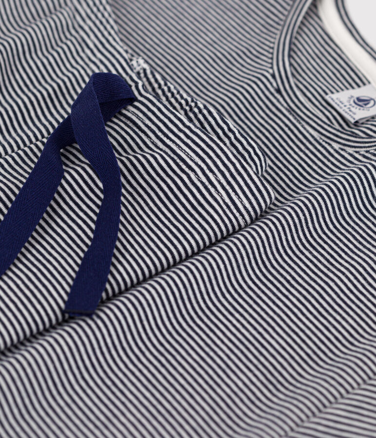 Pyjama milleraies femme en coton bleu SMOKING/blanc MARSHMALLOW