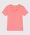 Tee-shirt femme en coton manches courtes uni rose FLAMAND