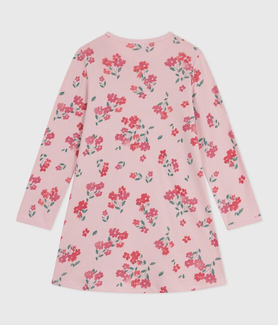 Chemise de nuit enfant en coton imprimé fleurs rose JOLI/blanc MULTICO