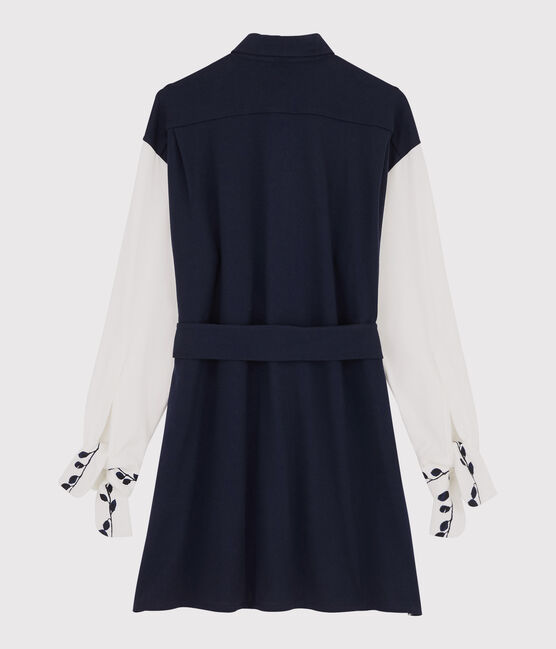 Robe chemise Femme Christoph Rumpf x Petit Bateau bleu SMOKING/blanc MARSHMALLOW