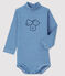 Body manches longues col roulé bébé bleu RUISSEAU/blanc MARSHMALLOW