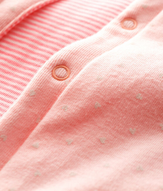 Gilet sans manches réversible bébé fille en côte ouatinée rose MINOIS/blanc MARSHMALLOW