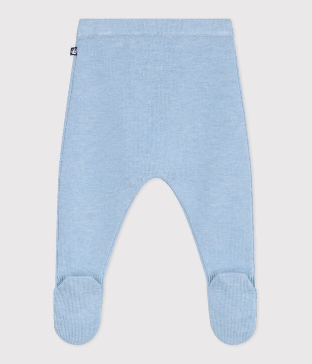 Pantalon b&eacute;b&eacute; en tricot laine et coton bleu clair