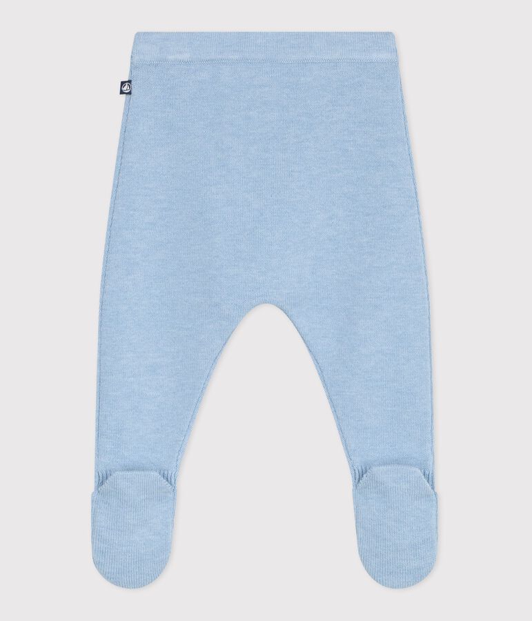 Pantalon b&eacute;b&eacute; en tricot laine et coton bleu FLO