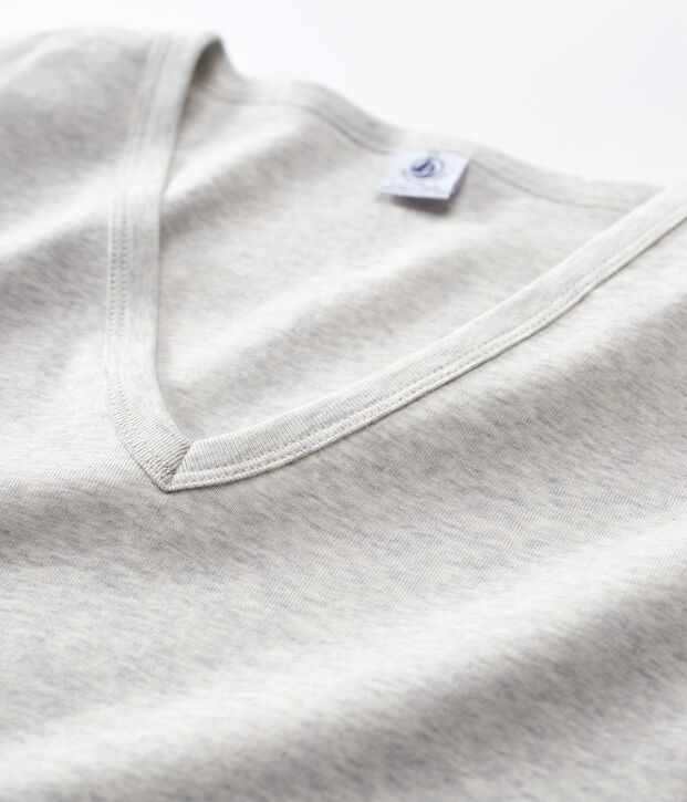 Tee-shirt L'ICONIQUE col V en coton Femme gris