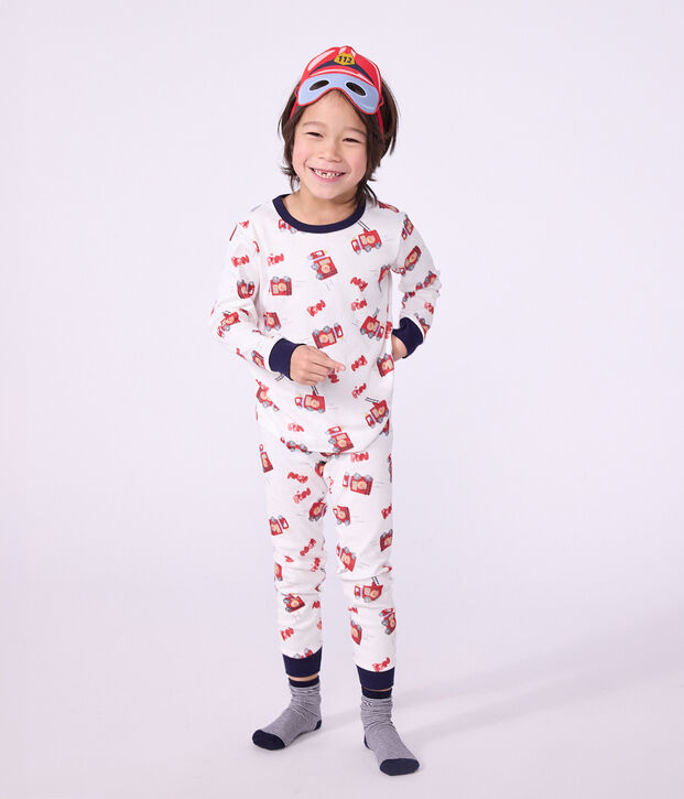 Pyjama d&eacute;guisement pompier enfant en coton blanc/multicouleur