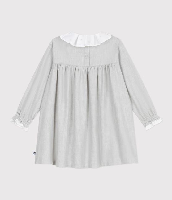 Robe enfant manches longues en flanelle unie gris FUMEE CHINE