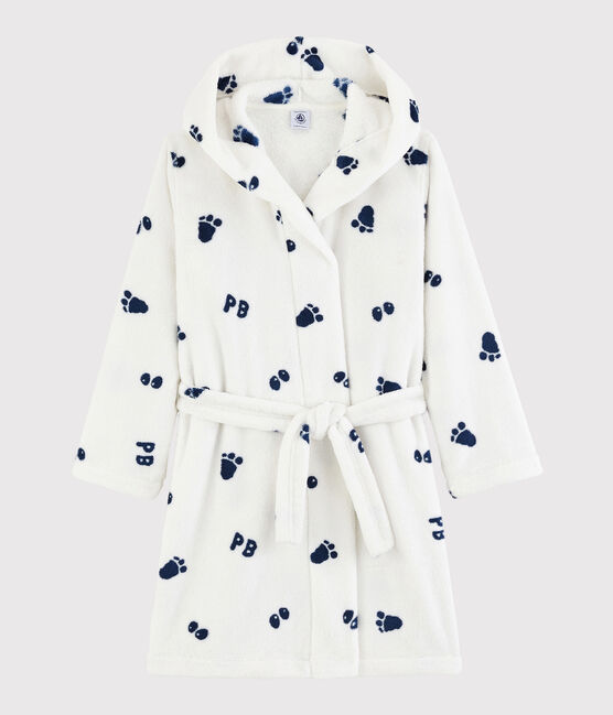 Robe de chambre petit garçon en polaire blanc MARSHMALLOW/bleu MEDIEVAL