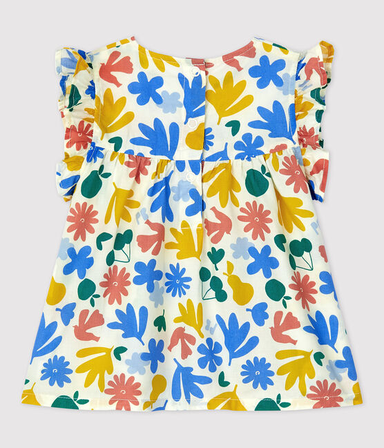 Blouse sans manches imprimée fleuri en popeline bébé blanc MARSHMALLOW/blanc MULTICO