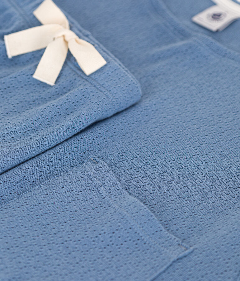 Pyjama short et tee-shirt uni en coton ajour&eacute; femme bleu BEACH