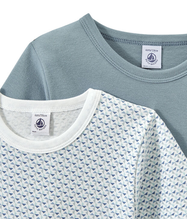 Lot de 2 t-shirts gar&ccedil;on manches courtes blanc