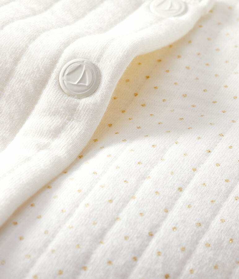 Cardigan b&eacute;b&eacute; fille - gar&ccedil;on en tubique matelass&eacute; blanc MARSHMALLOW