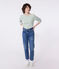 Marinière femme en coton manches longues vert MARSHMALLOW/ PALMERAIE